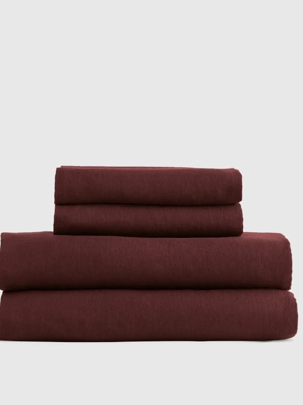 QUINCE European Linen 4 Piece Sheet Set In Burgundy $174, Sz Full, New!
